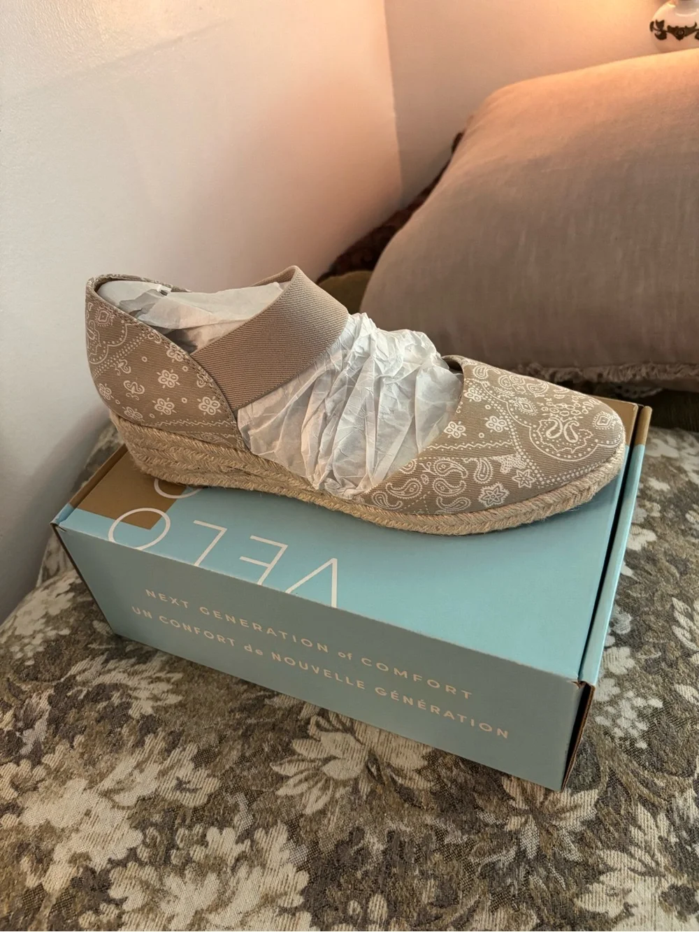 Life Stride Beige Paisley Espadrille Wedge Slip-On